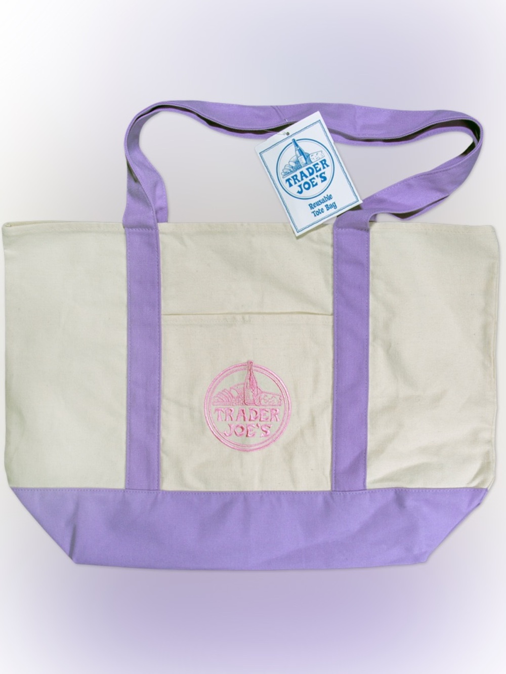 Trader Joe’s NWT Easter Purple Canvas Tote Bag Mini Pastel